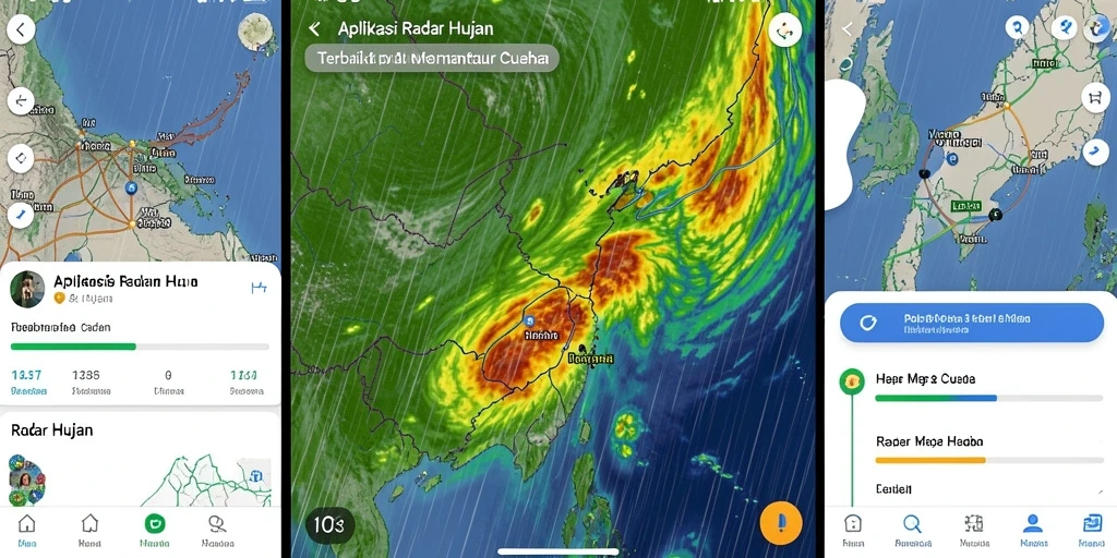 Tampilan antarmuka aplikasi H03 dengan fitur radar hujan yang interaktif.