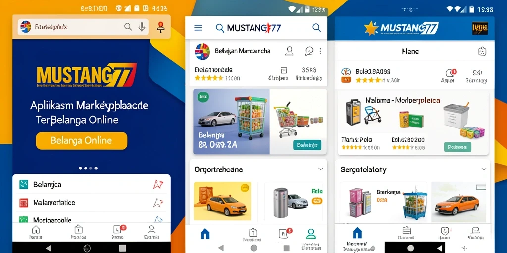 Antarmuka aplikasi MUSTANG77 yang intuitif dan mudah digunakan untuk belanja.