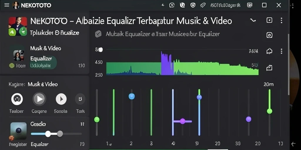 Tampilan antarmuka NEKOTOTO dengan opsi equalizer yang lengkap.