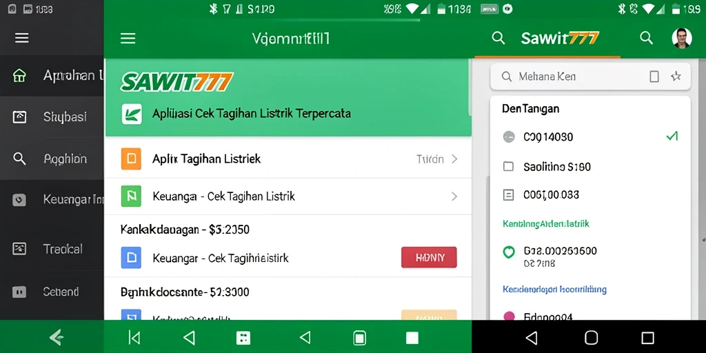 Tampilan antarmuka SAWIT777 untuk cek tagihan listrik.