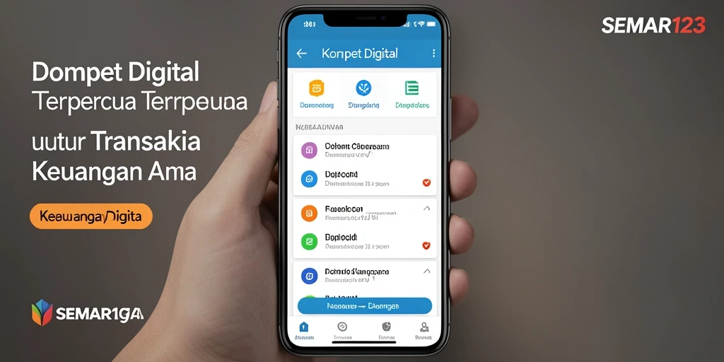 Tampilan antarmuka utama aplikasi Dompet Digital SEMAR123 yang modern dan informatif.